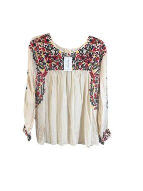 LAYERZ CLOTHING Multicolored Flower Embroidered Tunic Top, Blouse, Size Large